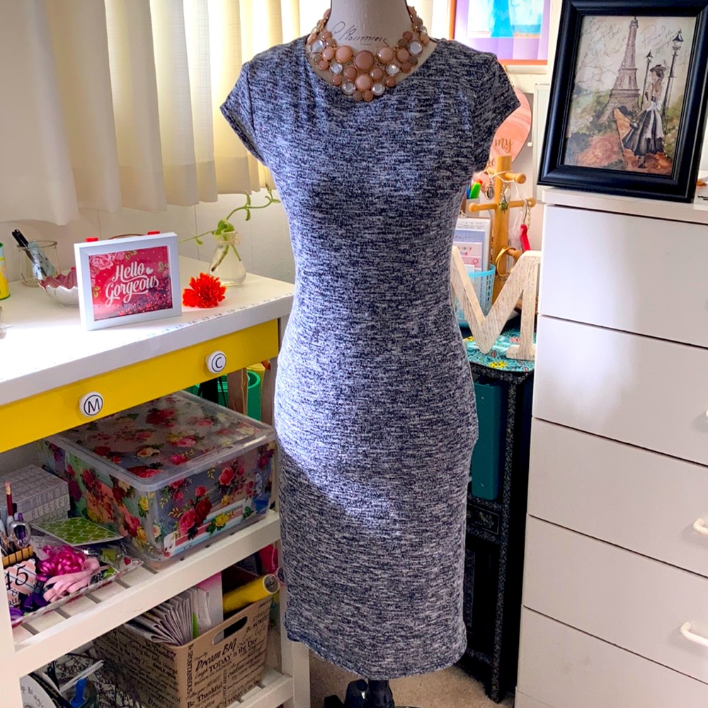 Black and white body con dress. Lined.